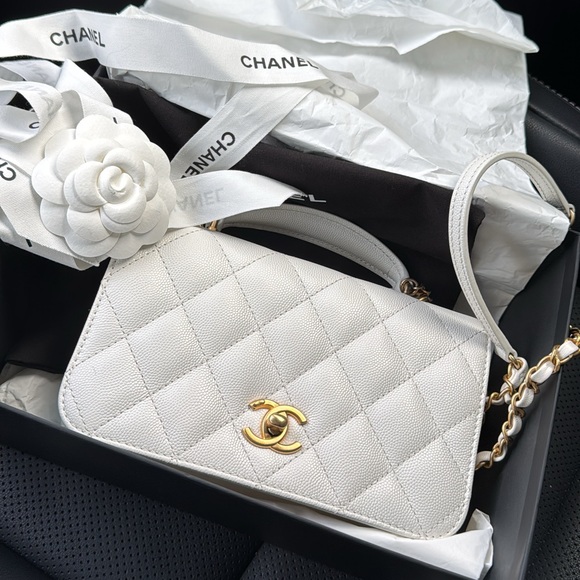 Chanel Mini Flap Bag with top handle GHW Caviar 23B Microchip - Picture 1 of 10